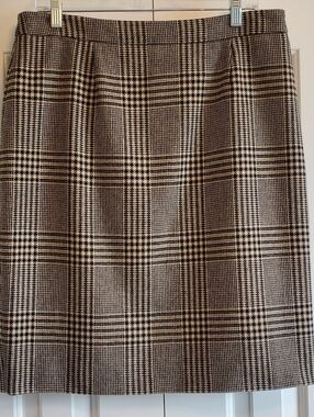 Brooks Brothers 100% Merino Lambswool Houndstooth Plaid Straight Skirt Preppy 12